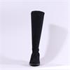 Miss Elastic Block Heel Long Boot - Black Stretch